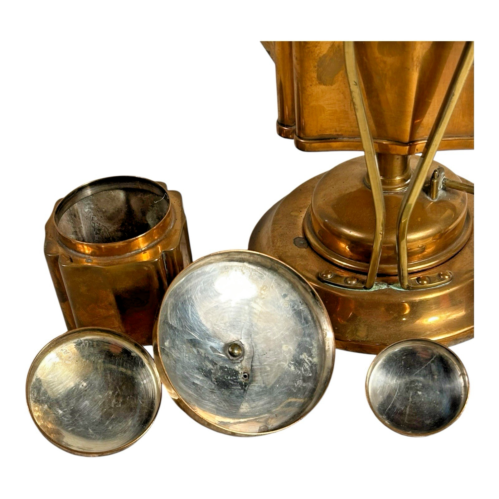 Antique Jos Heinrichs New York Pure Bronze Sterling Silver Tea Kettle Set