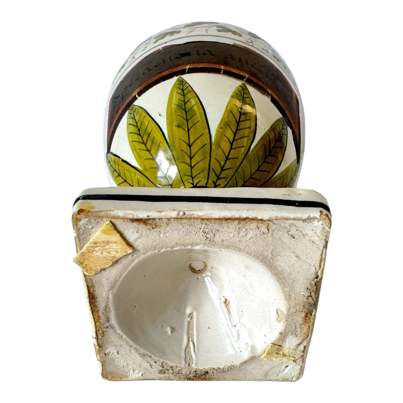 Antique Italian Majolica Apothecary Urn Jar with Lid - Pharmacy Drug Jar