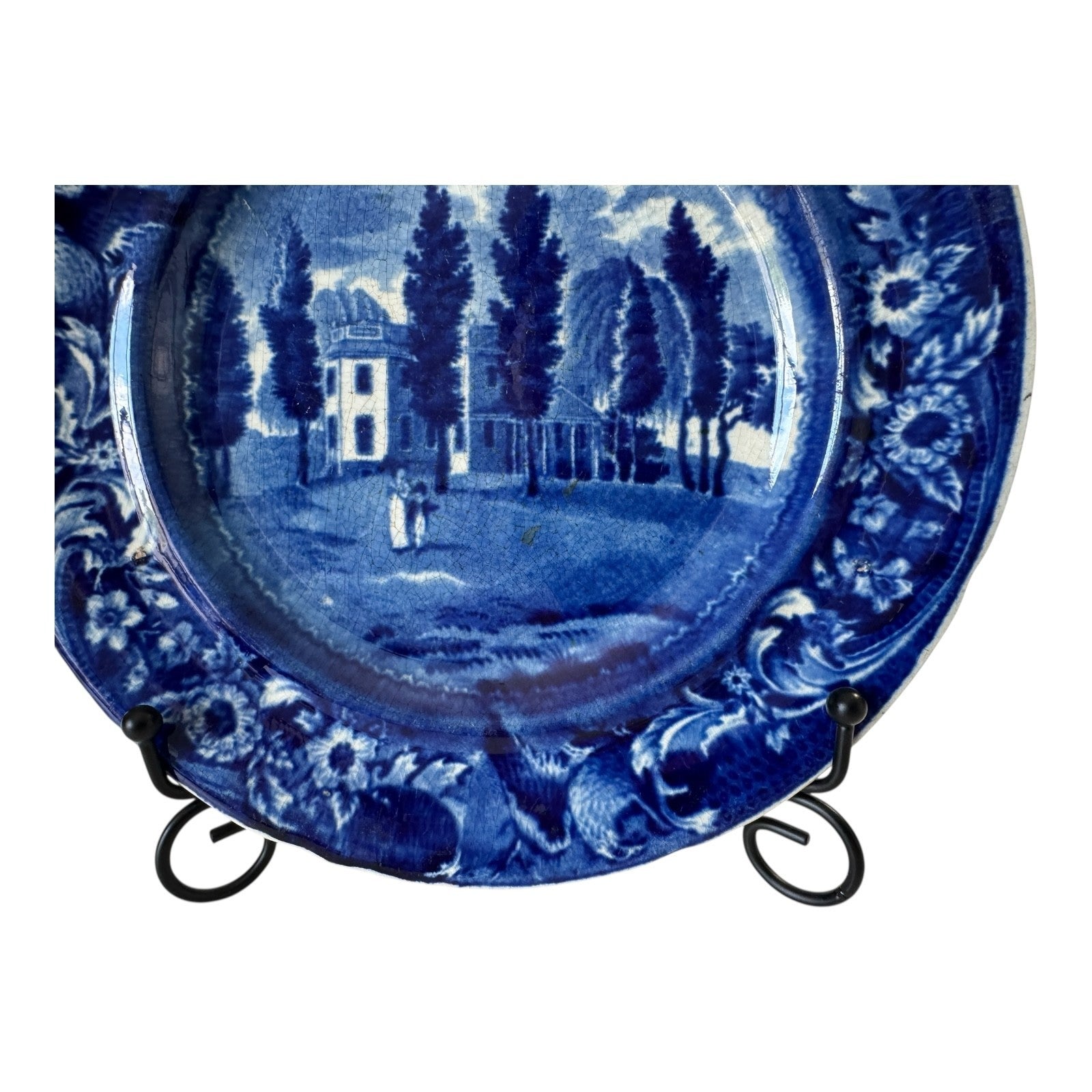 Antique Historical Staffordshire Blue White Transferware Plate – Hoboken NJ