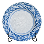 Antique Dedham Pottery Iris Pattern Blue Crackle Lunch Plate, 7.5"