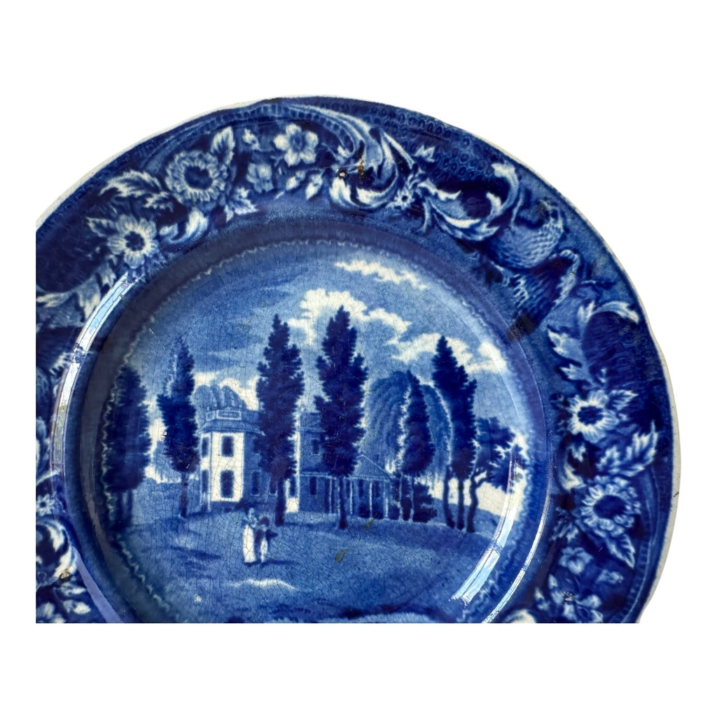 Antique Historical Staffordshire Blue White Transferware Plate – Hoboken NJ