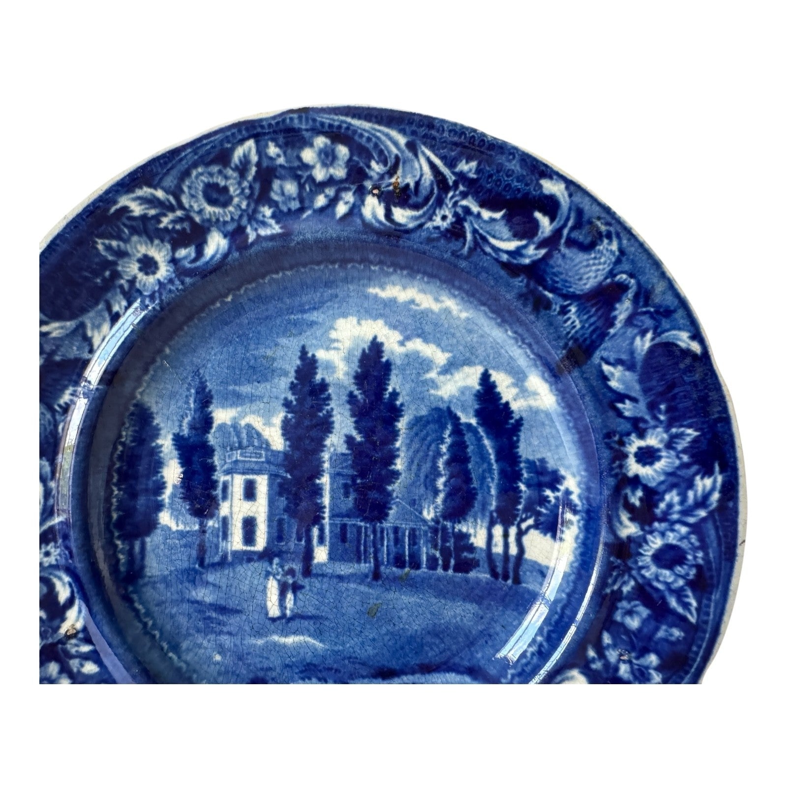 Antique Historical Staffordshire Blue White Transferware Plate – Hoboken NJ