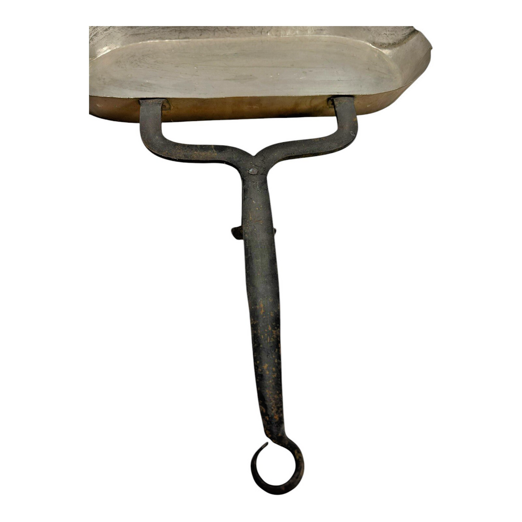 Antique French Copper Hearth Dripping Pan Skimmer with Wrought Iron Handle