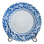 Antique Dedham Pottery Iris Pattern Blue Crackle Lunch Plate, 7.5"