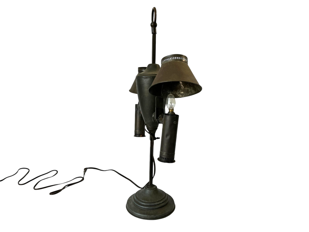 Antique Industrial Student Desk Lamp Double Shade Central Font Metal Lamp