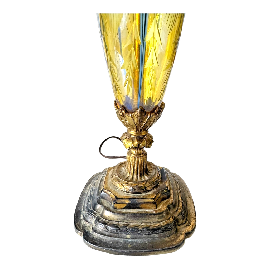 Vintage Durand Pulled Feather Art Nouveau Glass Dual Socket Lamp