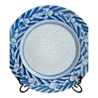 Antique Dedham Pottery Iris Pattern Blue Crackle Lunch Plate, 7.5"