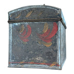 Antique Decorative Tin Toleware Lidded Floral Document Box
