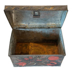 Antique Decorative Tin Toleware Lidded Floral Document Box