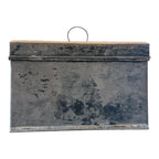 Antique Decorative Tin Toleware Lidded Floral Document Box