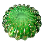 Vintage Murano Green and Gold Art Glass Lidded Box - Attr to Barovier & Toso