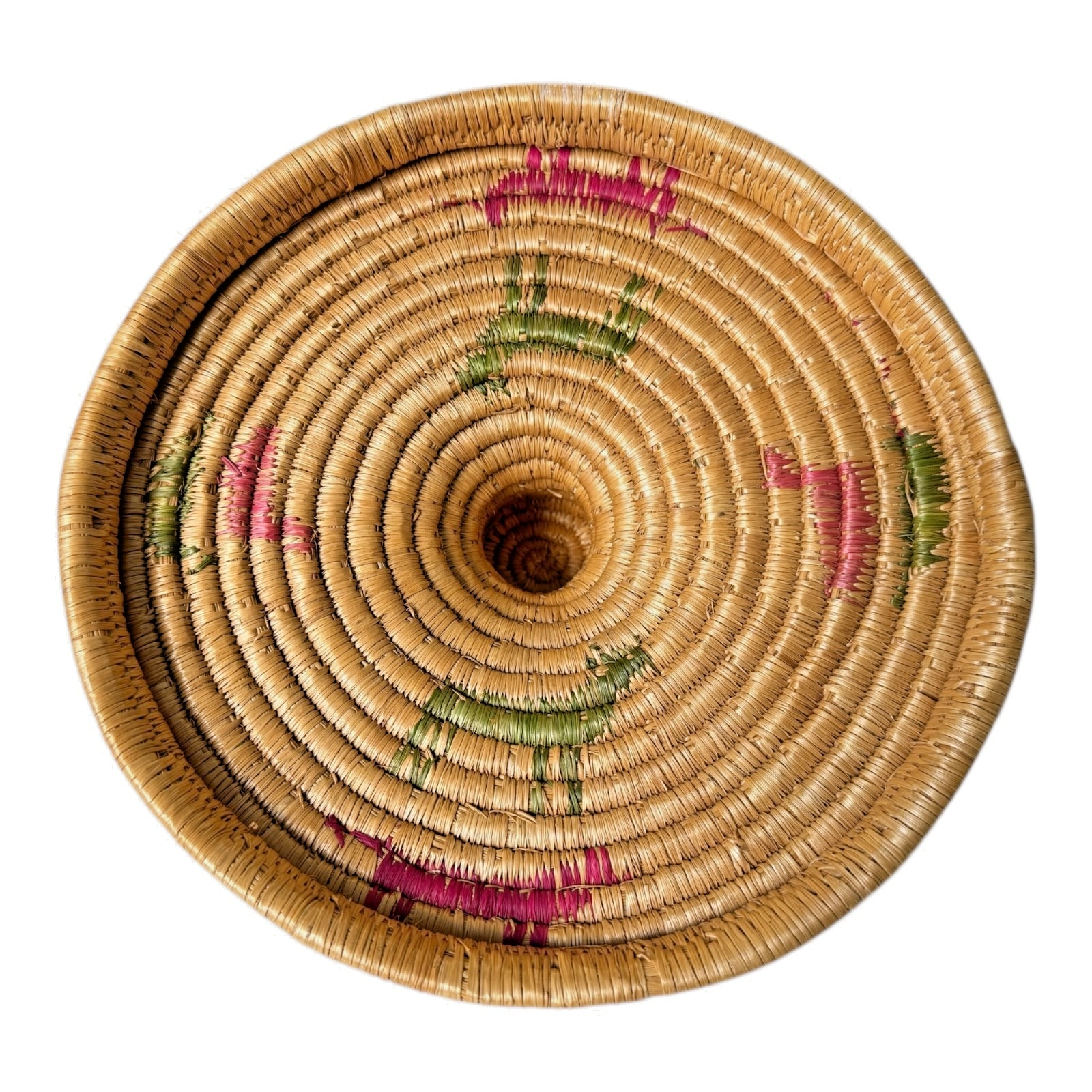 Antique Native American Coiled Lidded Grass Basket with Animal Figures
