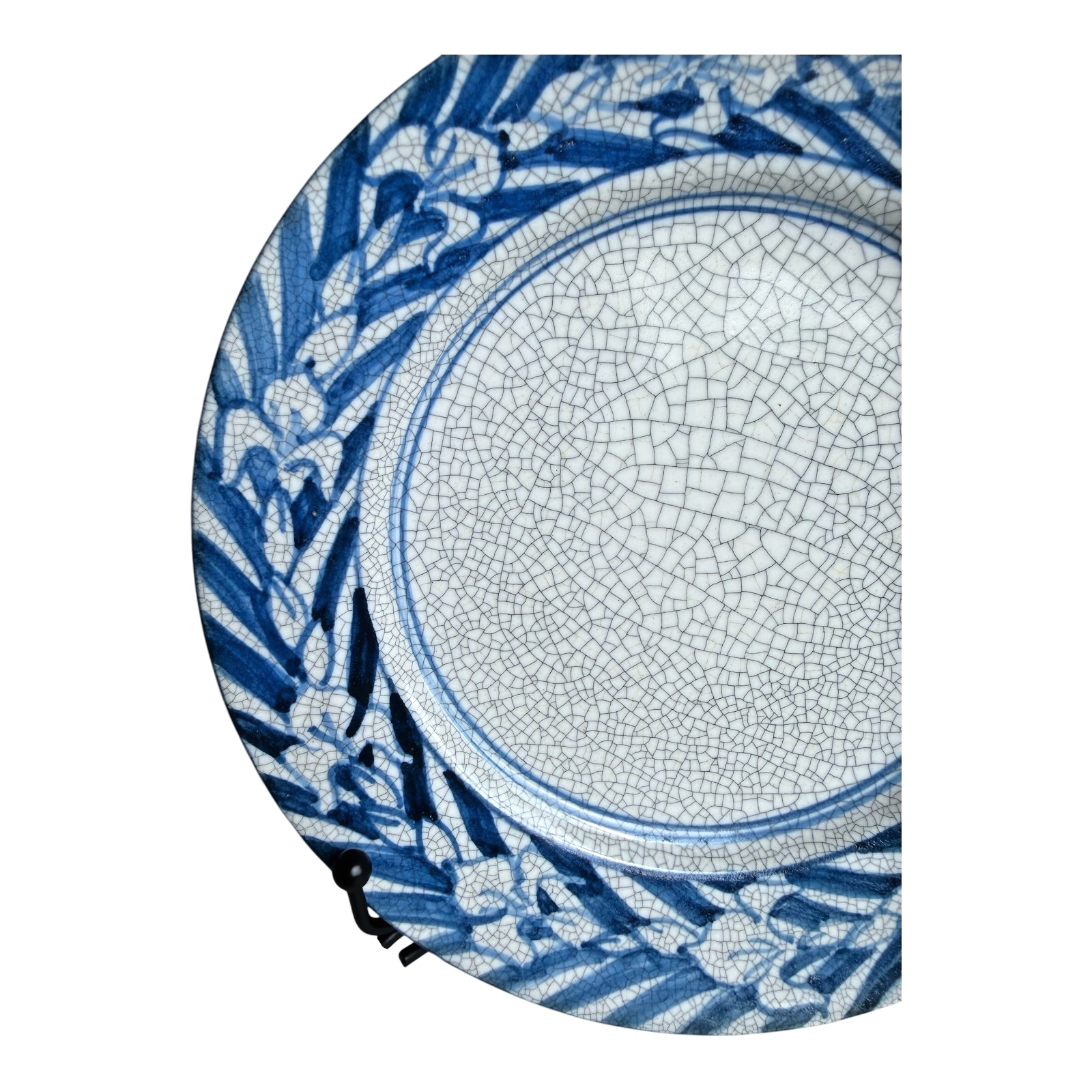 Antique Dedham Pottery Iris Pattern Blue Crackle Lunch Plate, 7.5"