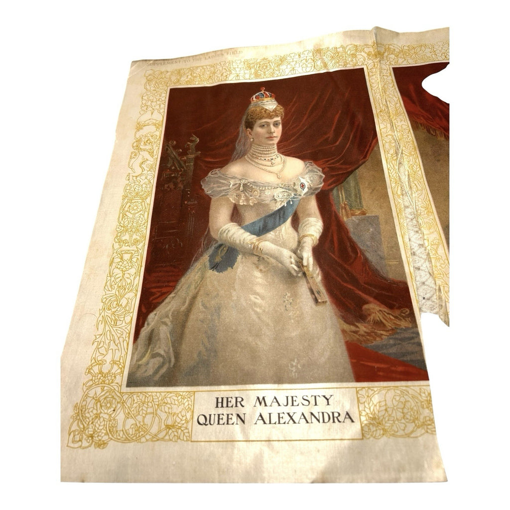Antique Coronation Silk of King Edward VII and Queen Alexandria 1901