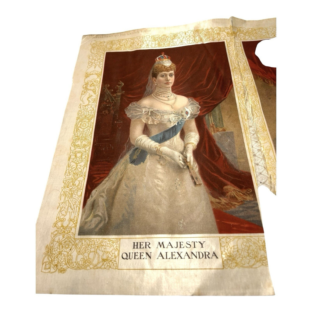 Antique Coronation Silk of King Edward VII and Queen Alexandria 1901