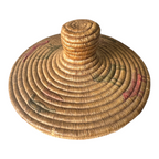 Antique Native American Coiled Lidded Grass Basket with Animal Figures