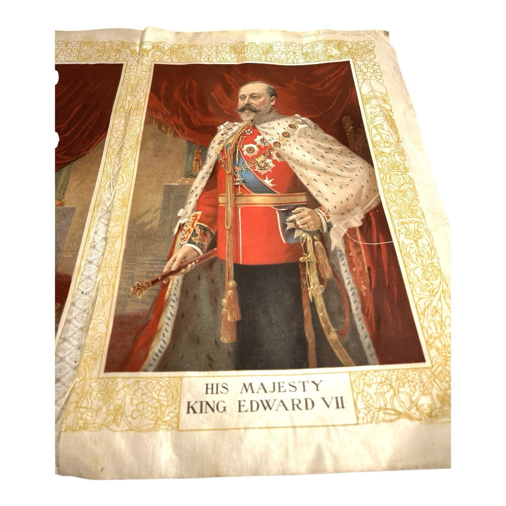 Antique Coronation Silk of King Edward VII and Queen Alexandria 1901