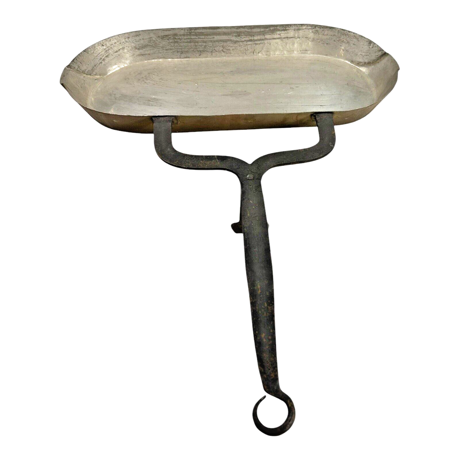 Antique French Copper Hearth Dripping Pan Skimmer with Wrought Iron Handle