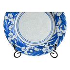 Antique Dedham Pottery Iris Pattern Blue Crackle Glaze Lunch Plate, 8.5"