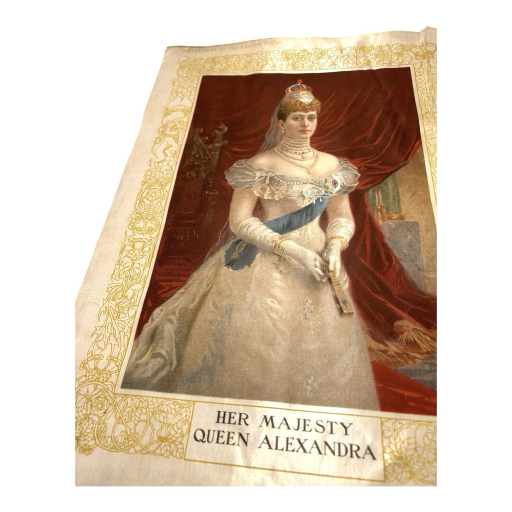 Antique Coronation Silk of King Edward VII and Queen Alexandria 1901