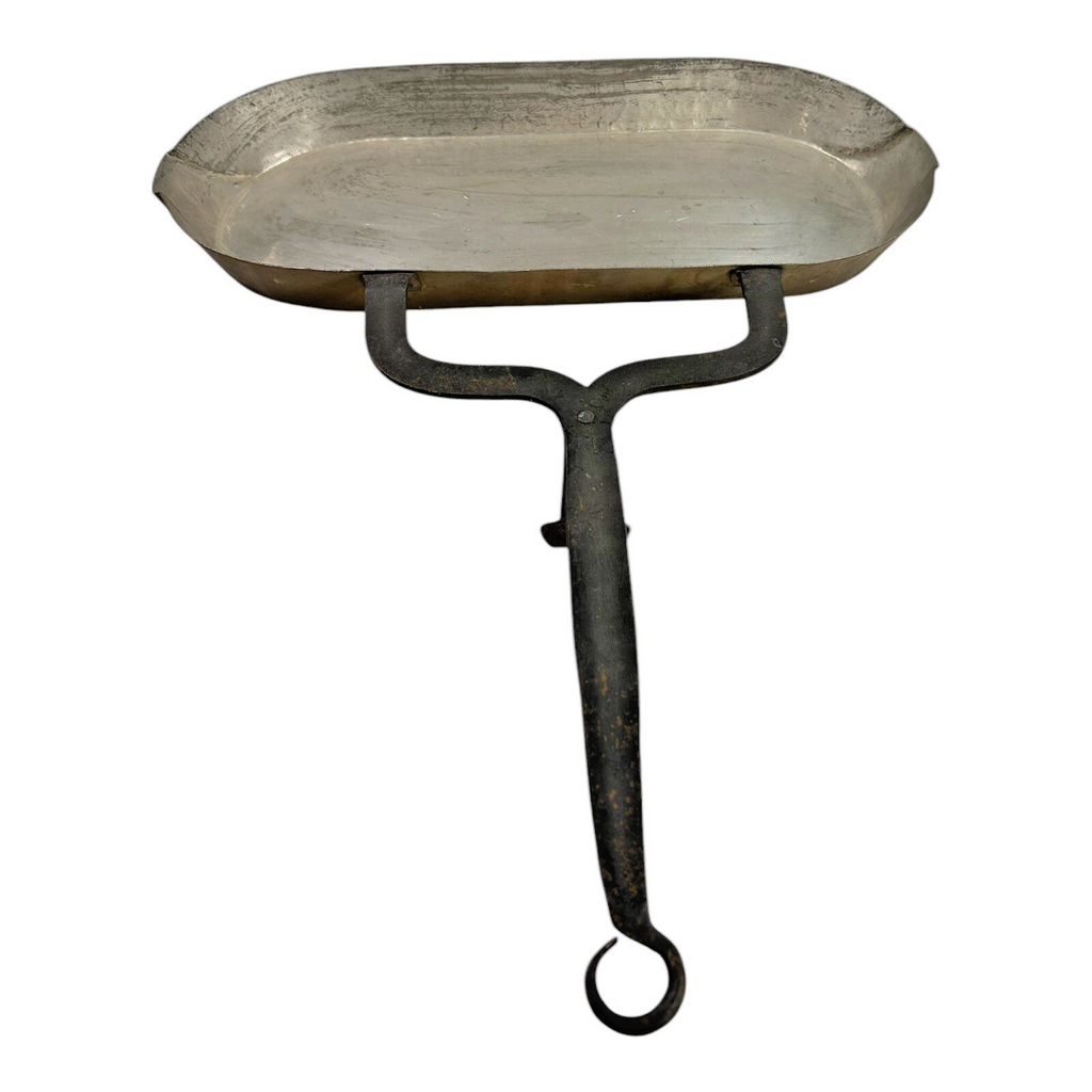 Antique French Copper Hearth Dripping Pan Skimmer with Wrought Iron Handle