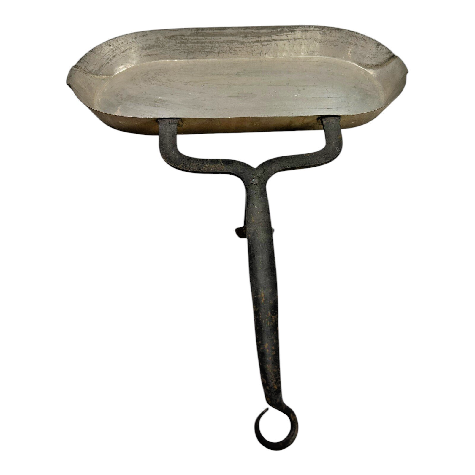 Antique French Copper Hearth Dripping Pan Skimmer with Wrought Iron Handle