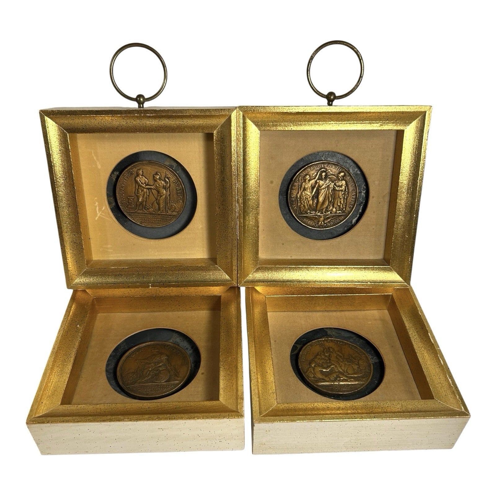 Vintage Set of 4 Greco Roman Style Medallion Wall Hangings - Hollywood Regency