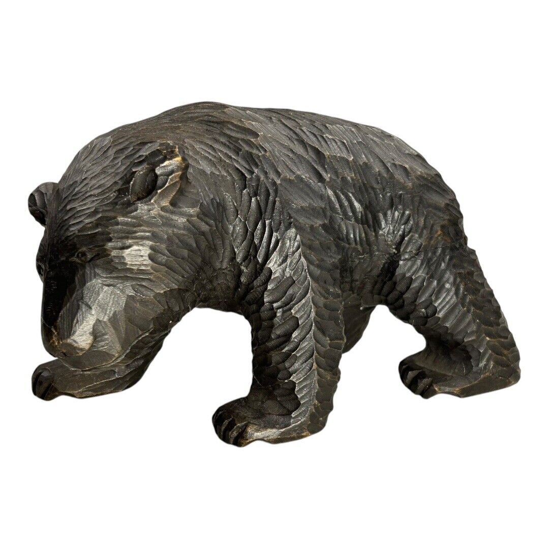 Antique Black Forest Hand Carved Wood Bear Figurine - Germany Swiss Style