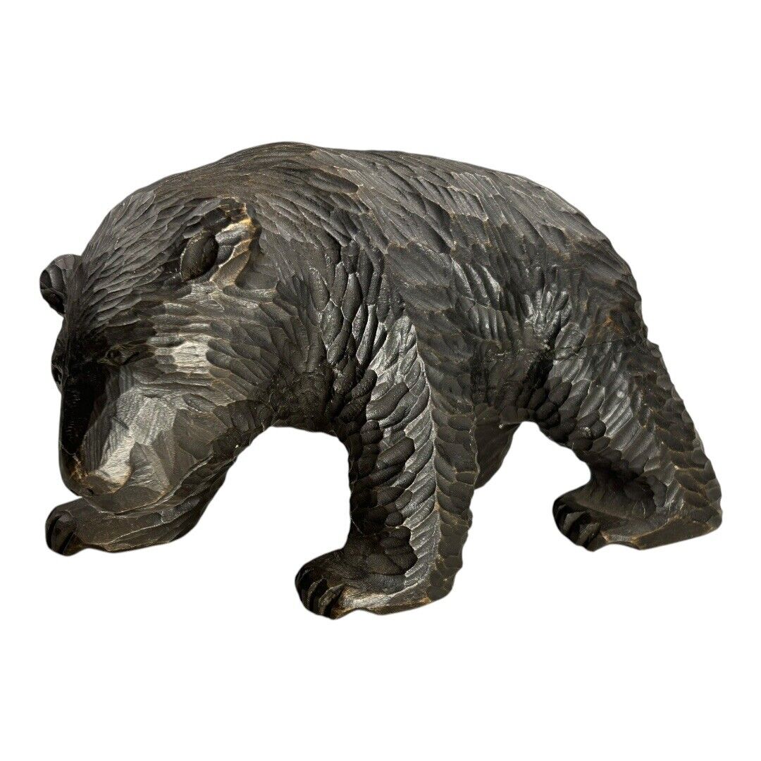 Antique Black Forest Hand Carved Wood Bear Figurine - Germany Swiss Style