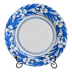 Antique Dedham Pottery Iris Pattern Blue Crackle Glaze Lunch Plate, 8.5"