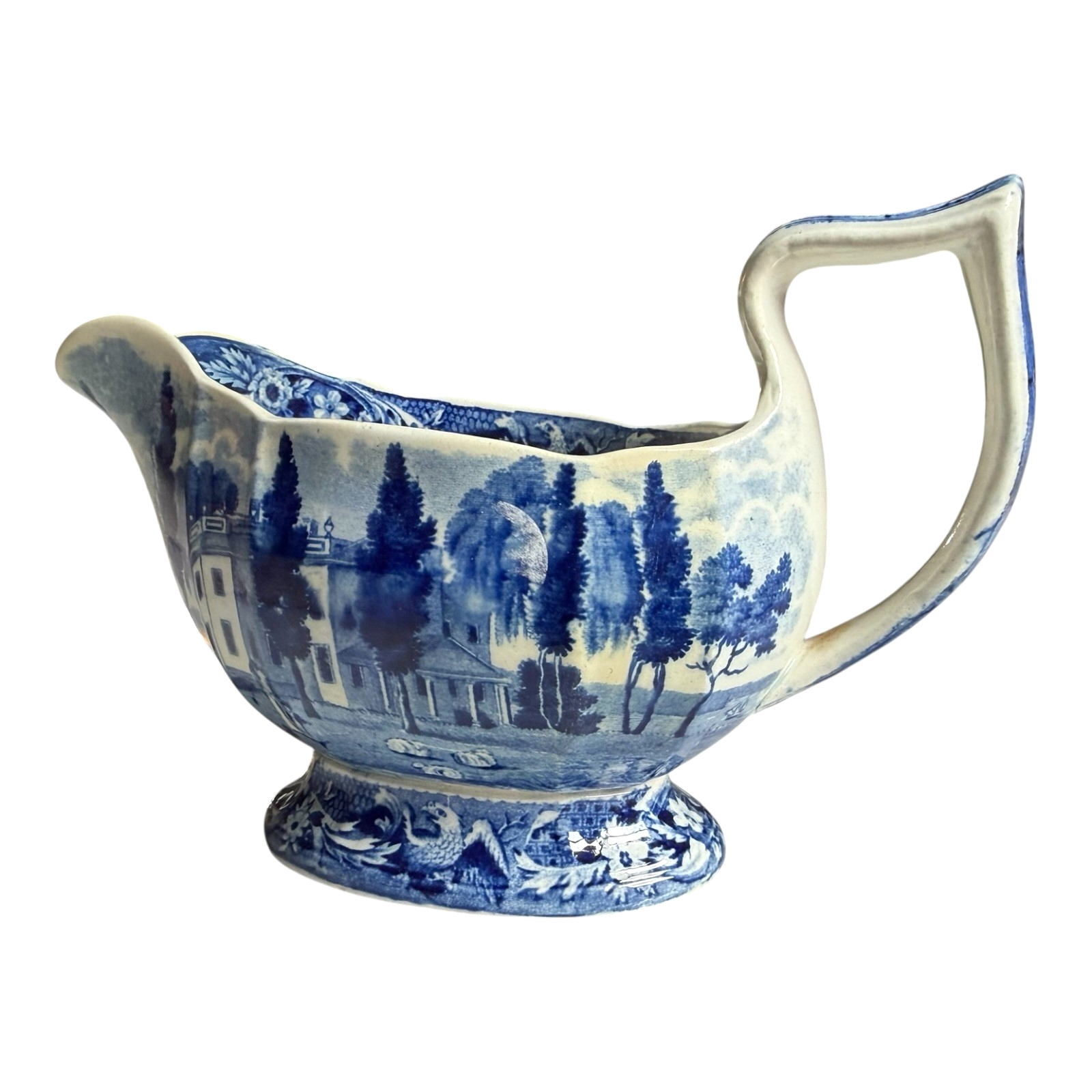 Antique Historical Staffordshire Blue Transferware Gravy Sauce Boat – Hoboken NJ