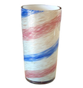 Vintage Murano Pink Blue Striped Aventurine Art Glass Vase (Attr Fratelli Toso)