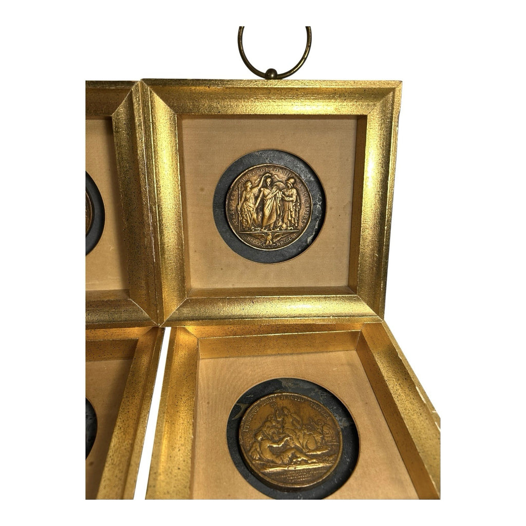 Vintage Set of 4 Greco Roman Style Medallion Wall Hangings - Hollywood Regency
