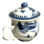 Antique Mottahedeh Blue & White Canton Syllabub Pot de Creme Cup and Cover