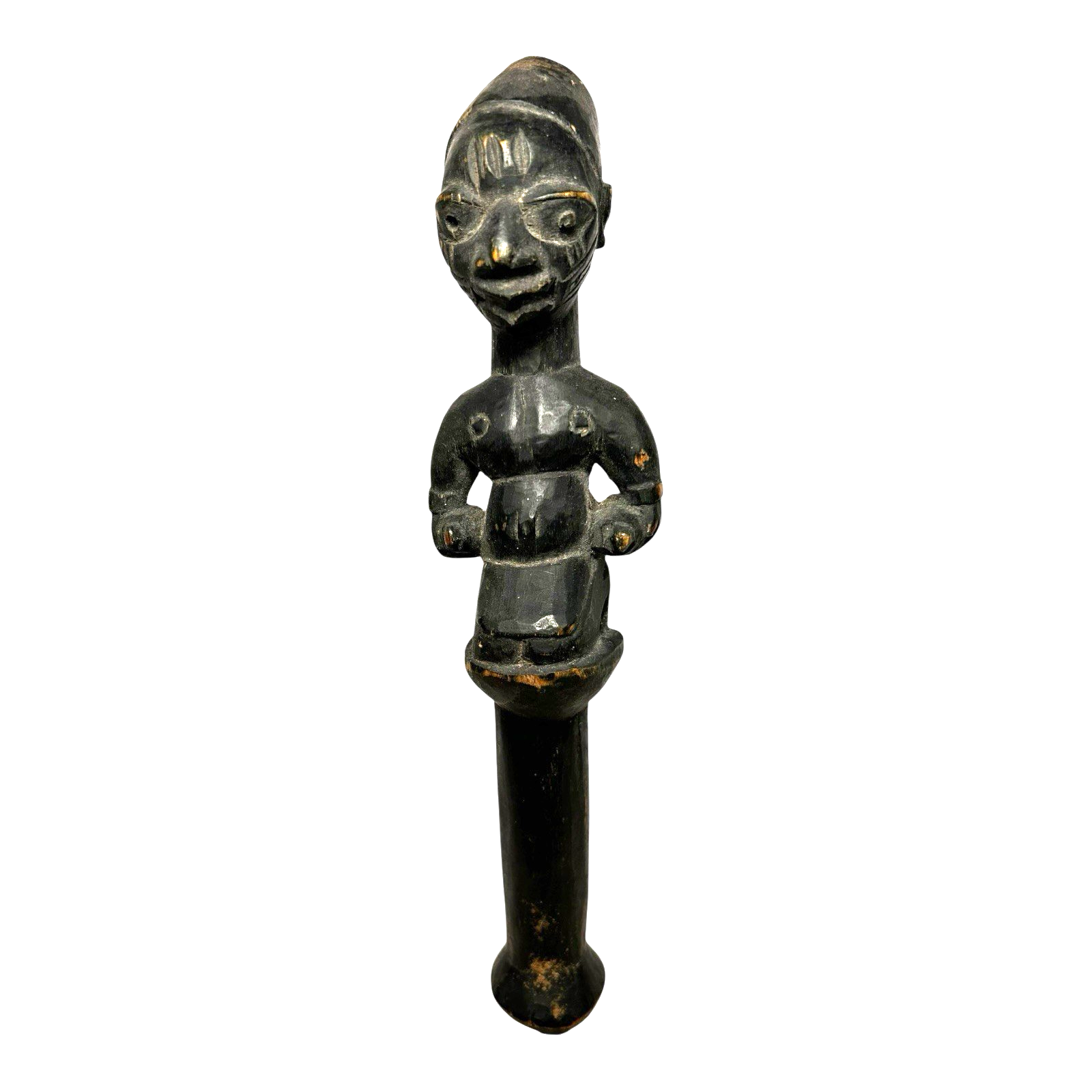 Antique African Yoruba Eshu Staff Ritual Figure - Hand Carved Wood