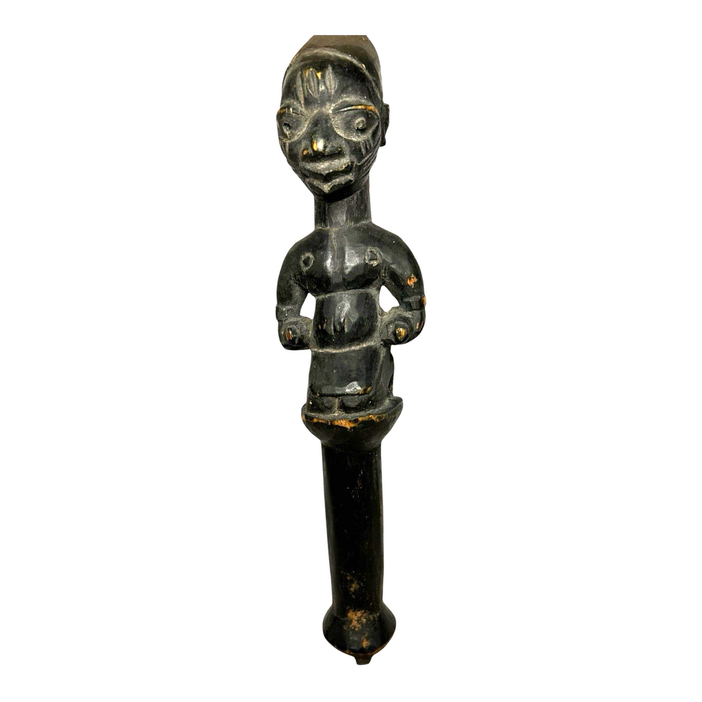 Antique African Yoruba Eshu Staff Ritual Figure - Hand Carved Wood