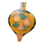 Antique Folk Art Hand Painted Wood Fireplace Bellows - Fruit Motif
