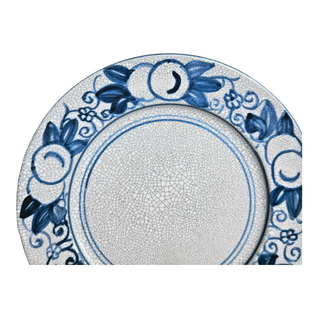 Antique Dedham Pottery Horse Chestnut Pattern Blue Lunch Plate, 7.5"