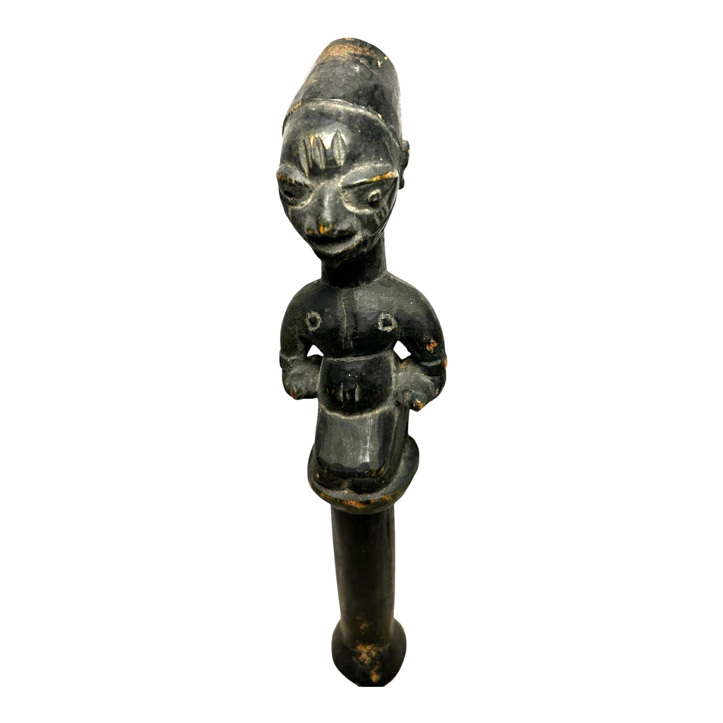 Antique African Yoruba Eshu Staff Ritual Figure - Hand Carved Wood