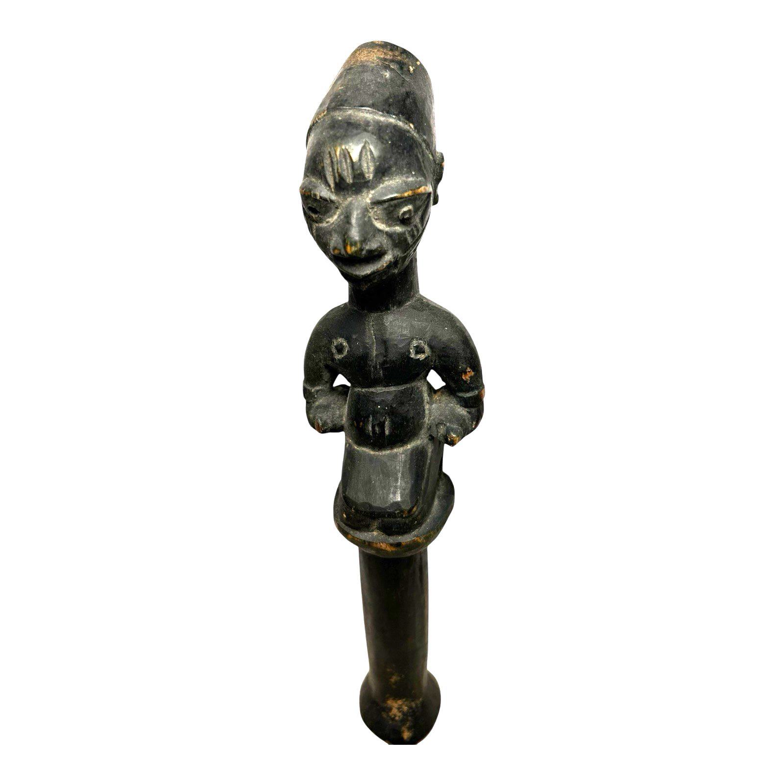 Antique African Yoruba Eshu Staff Ritual Figure - Hand Carved Wood