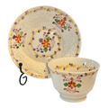 Antique Staffordshire Pearlware Hand Painted Floral Cup & Saucer