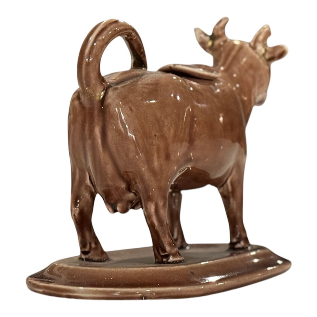 Antique Staffordshire Cow Creamer Brown Glaze Figural Creamer