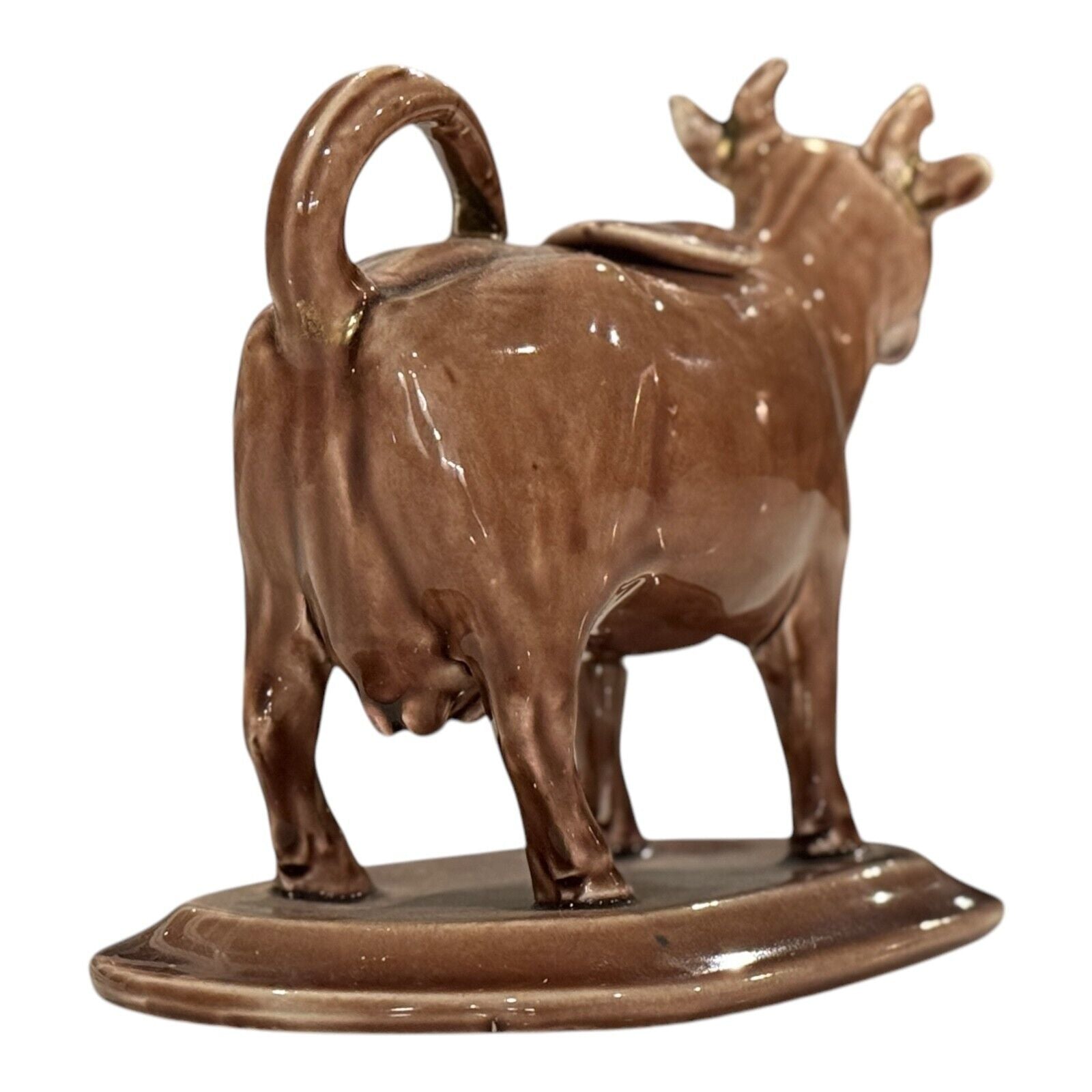 Antique Staffordshire Cow Creamer Brown Glaze Figural Creamer