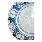 Antique Dedham Pottery Horse Chestnut Pattern Blue Lunch Plate, 7.5"