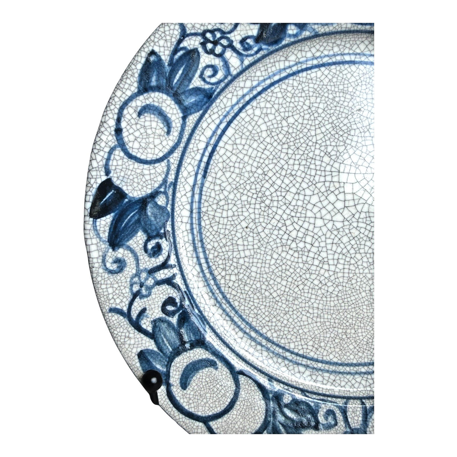 Antique Dedham Pottery Horse Chestnut Pattern Blue Lunch Plate, 7.5"