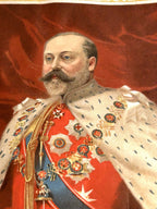 Antique Coronation Silk of King Edward VII and Queen Alexandria 1901