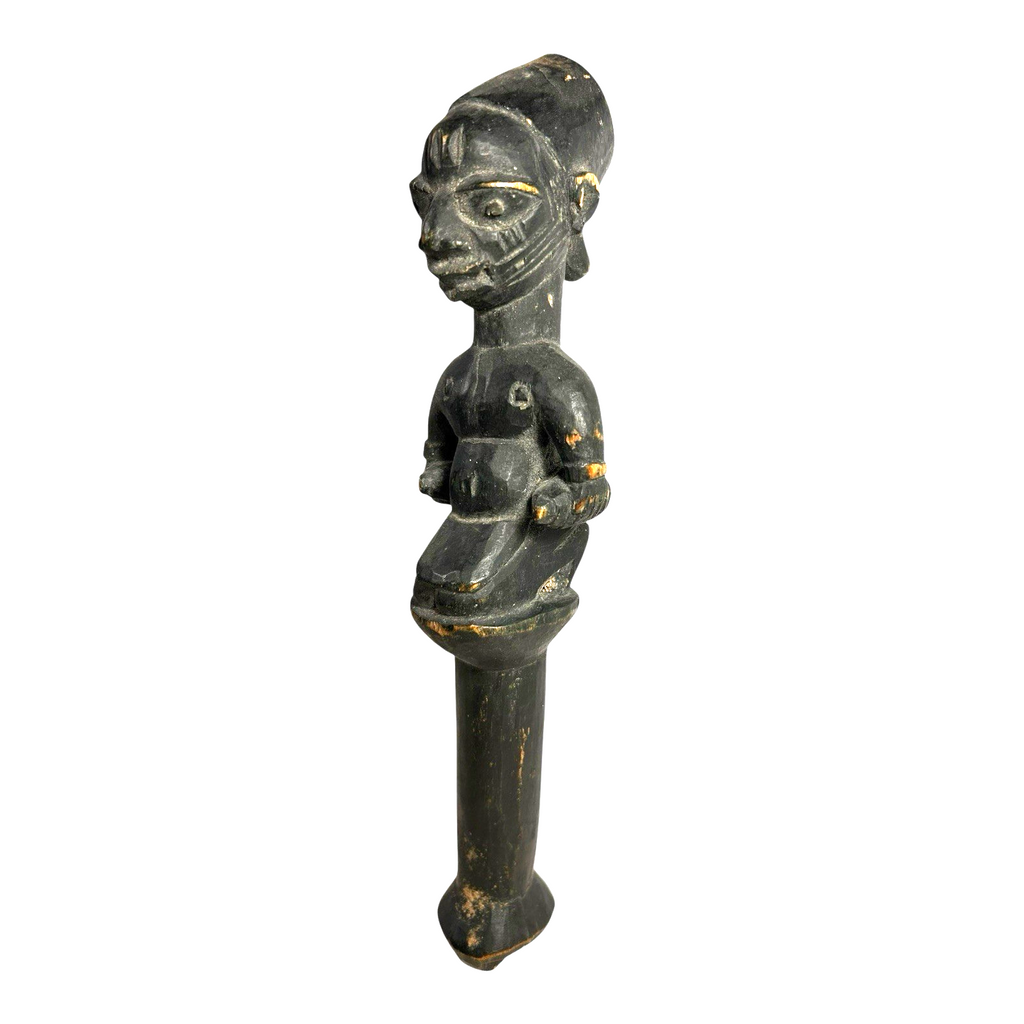 Antique African Yoruba Eshu Staff Ritual Figure - Hand Carved Wood