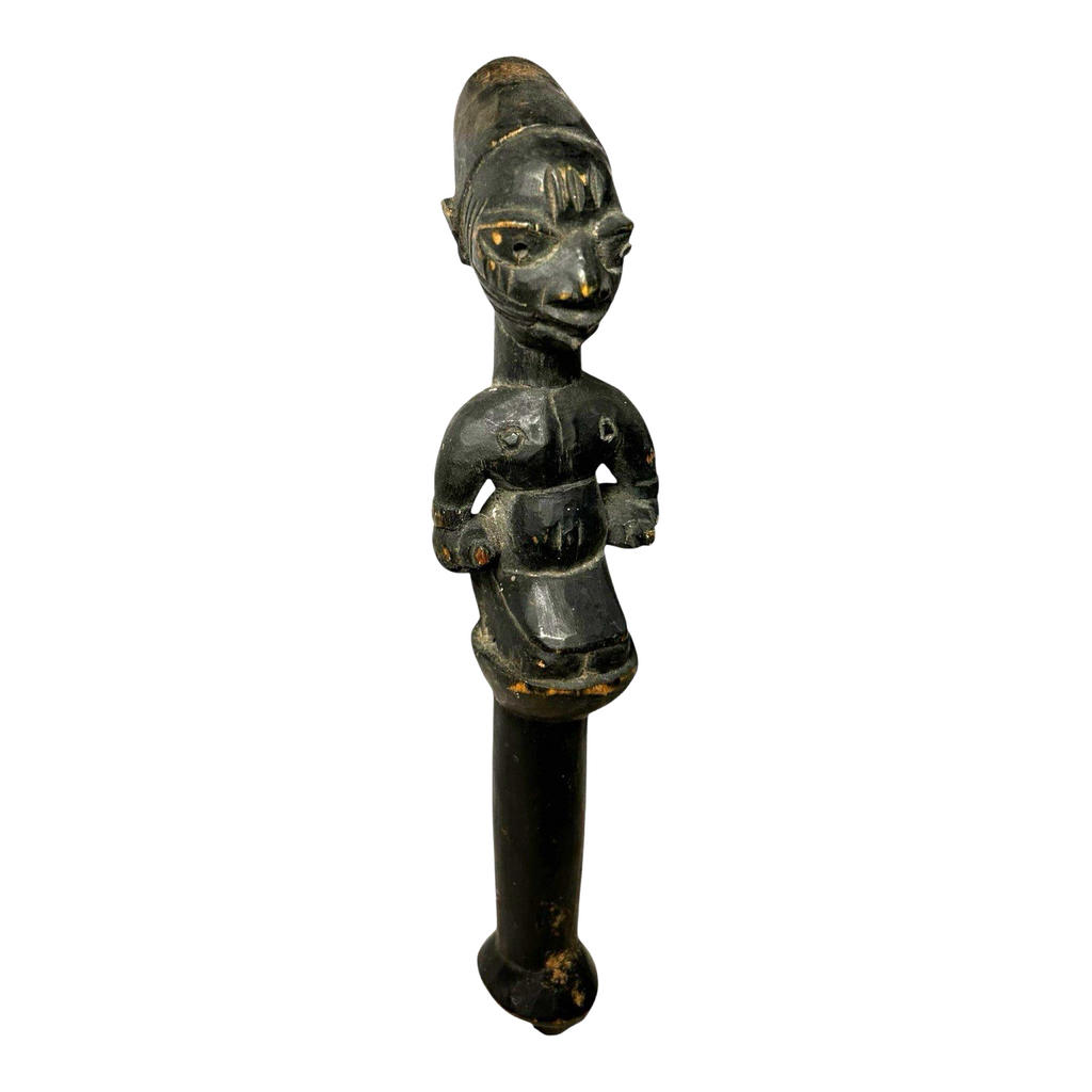 Antique African Yoruba Eshu Staff Ritual Figure - Hand Carved Wood