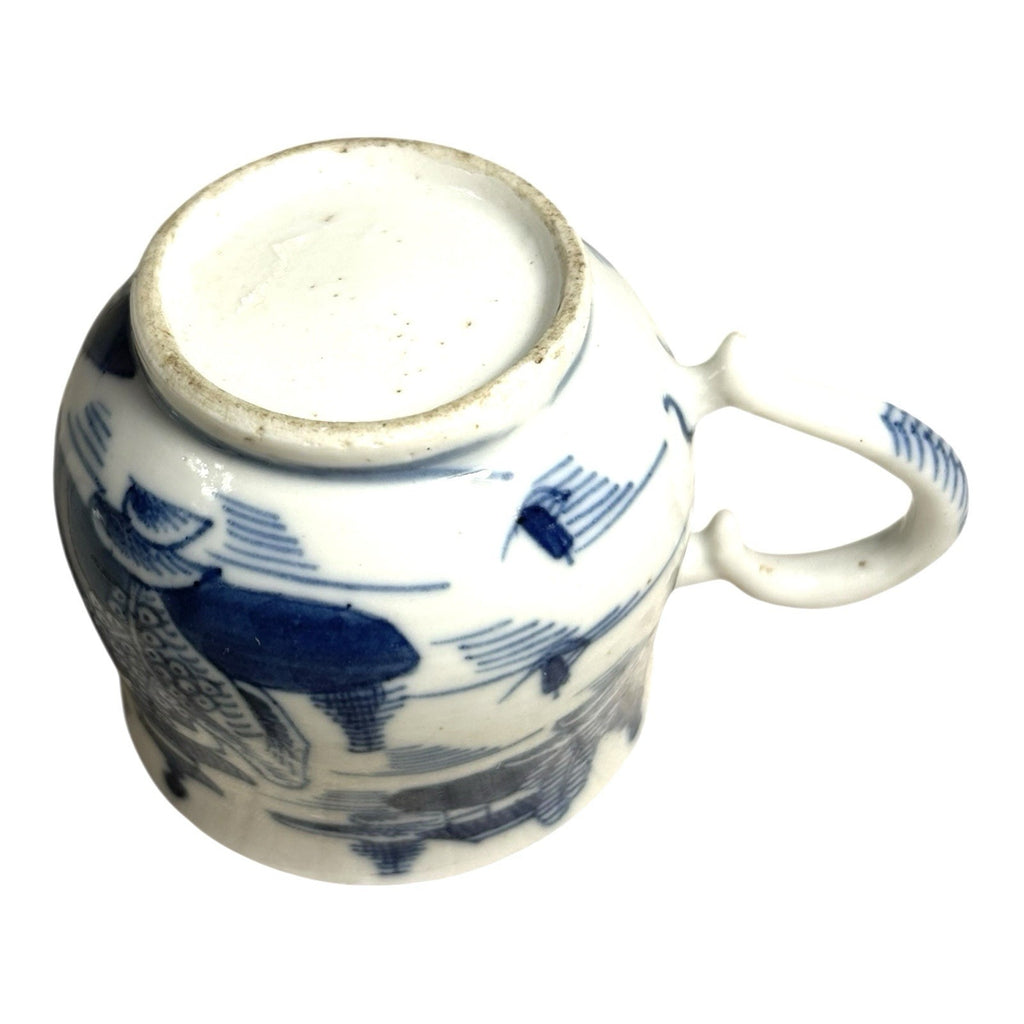 Antique Mottahedeh Blue & White Canton Syllabub Pot de Creme Cup and Cover