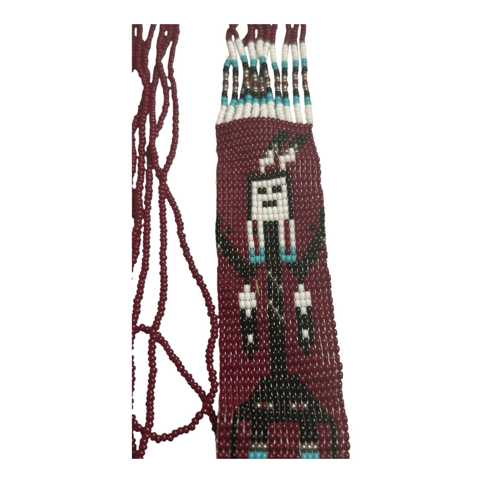 Vintage Native American Beaded Necklace with Navajo Rug Pattern